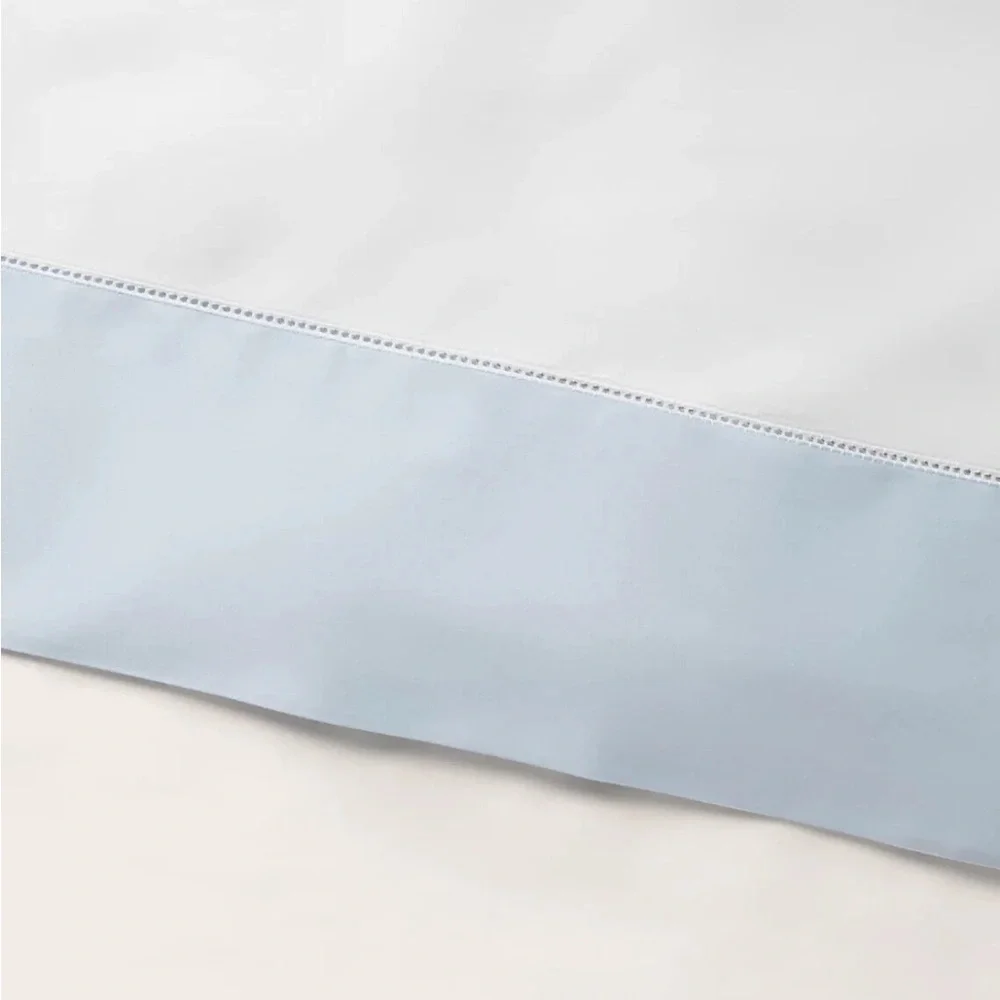 Ralph Lauren RL Organic Sateen Border Standard Pillow Sham Blue Hyacinth